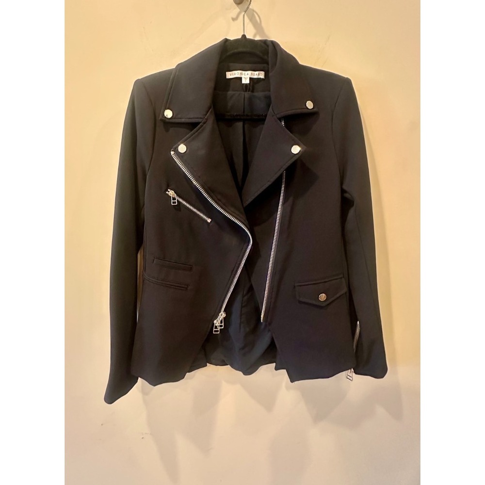 Veronica Beard Hadley Scuba‎ Dickey Moto Jacket Blazer Sz 6 Black Motocore $650